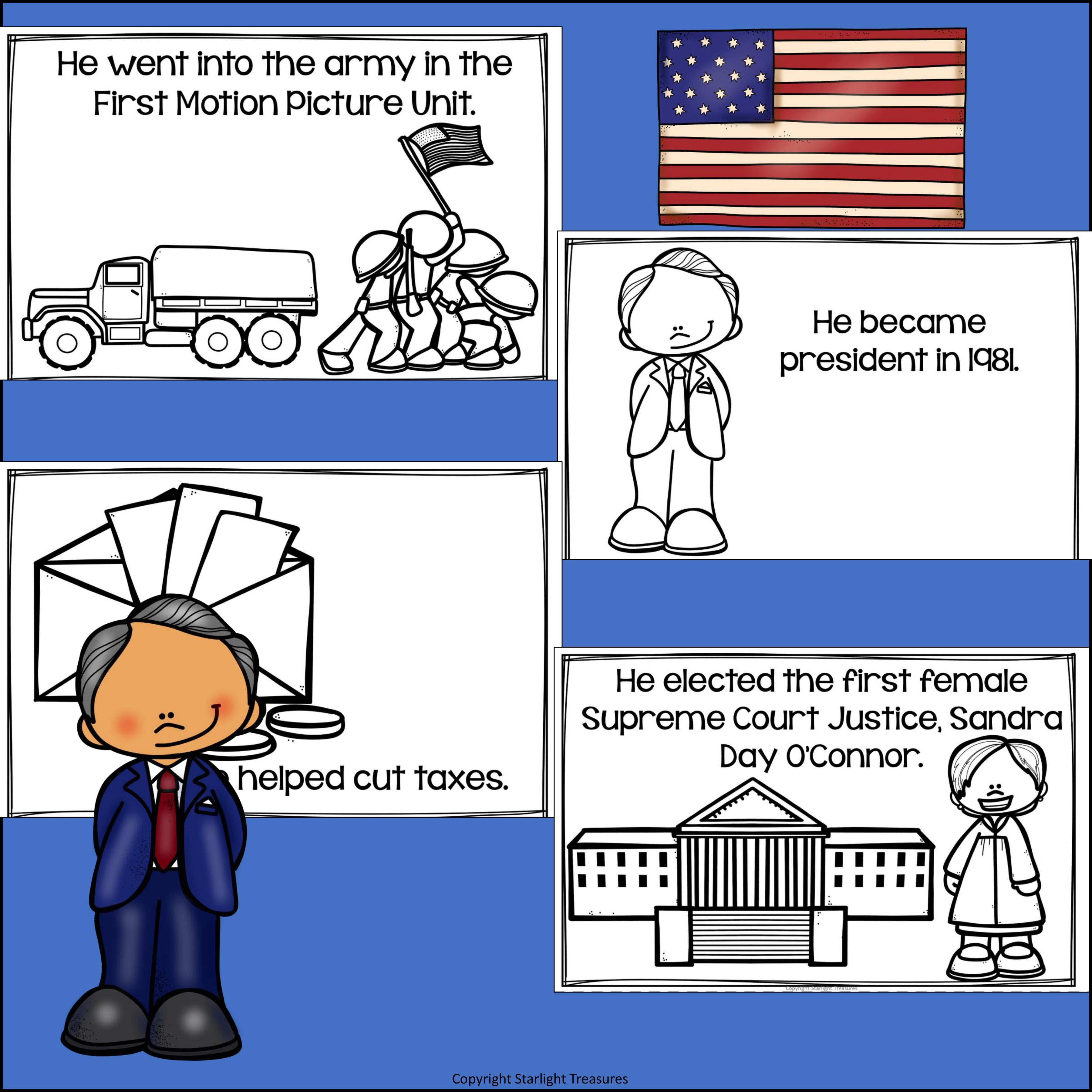 Ronald Reagan Mini Book for Early Readers: Presidents' Day