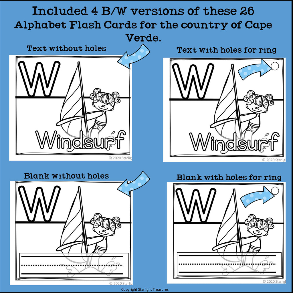 Alphabet Flash Cards for Early Readers - Country of Cape Verde