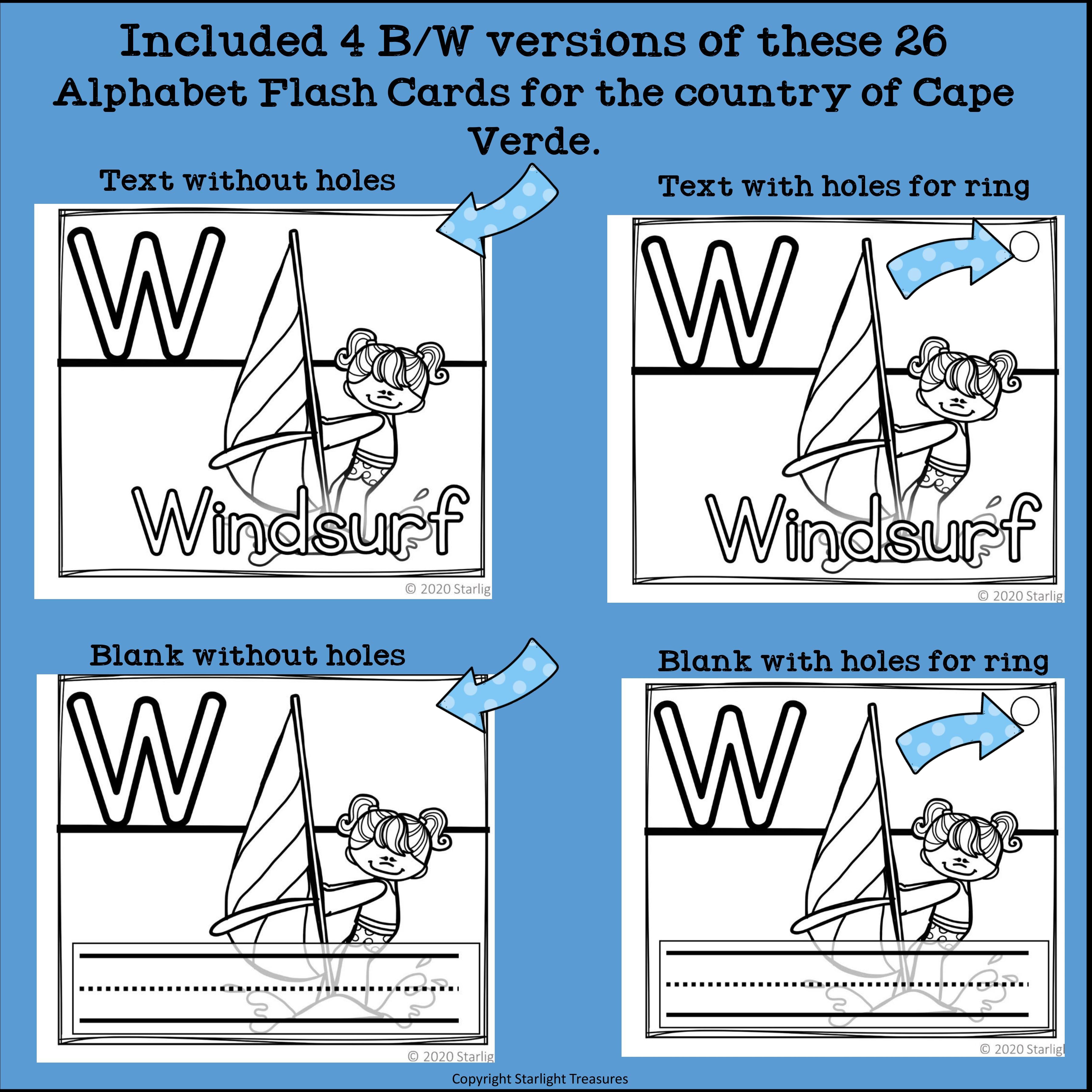 Alphabet Flash Cards for Early Readers - Country of Cape Verde