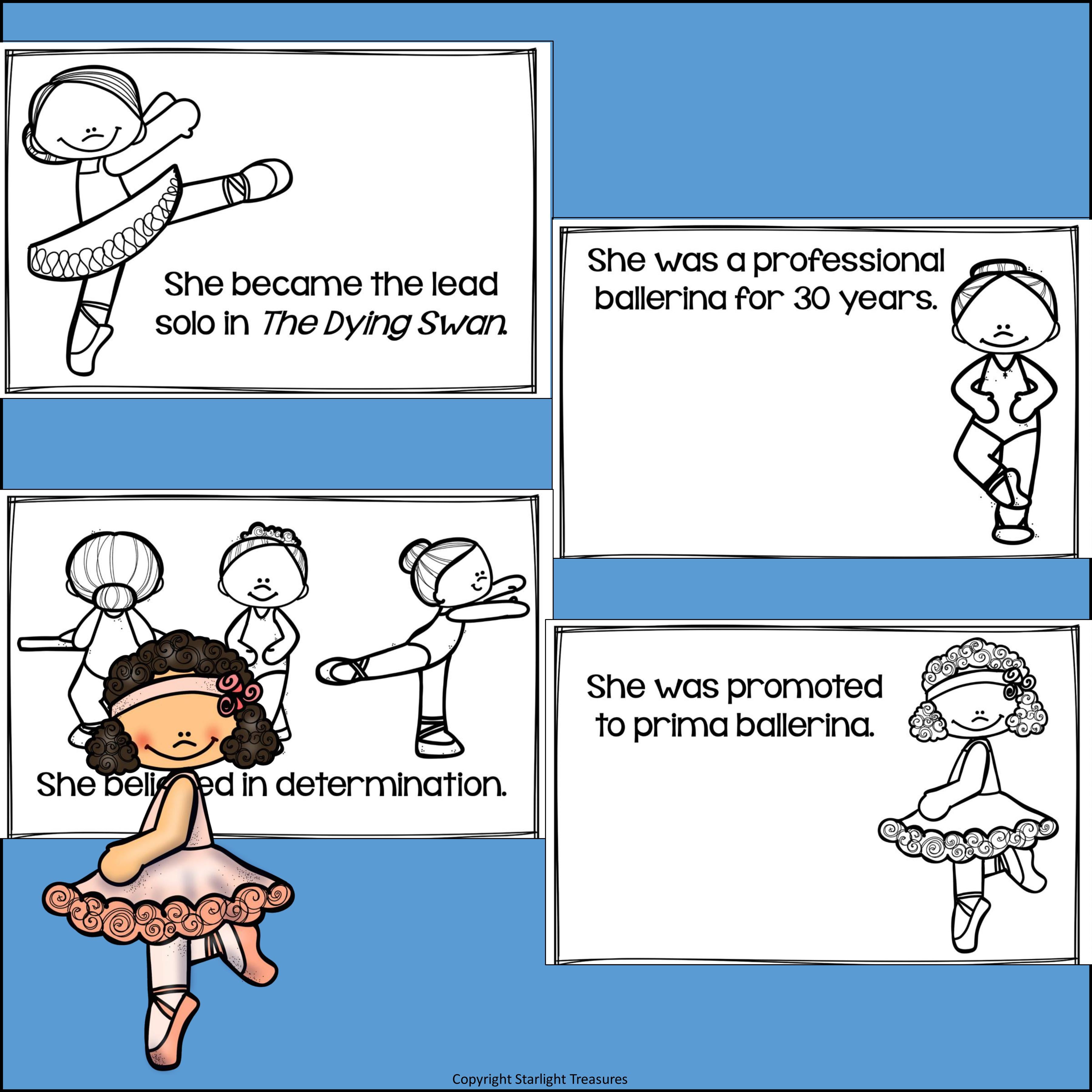 Anna Pavlova Mini Book for Early Readers: Women's History Month