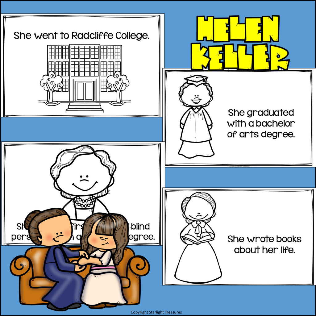Helen Keller Mini Book for Early Readers: Women's History Month