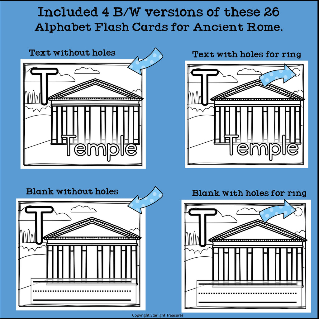 Alphabet Flash Cards for Early Readers - Ancient Rome