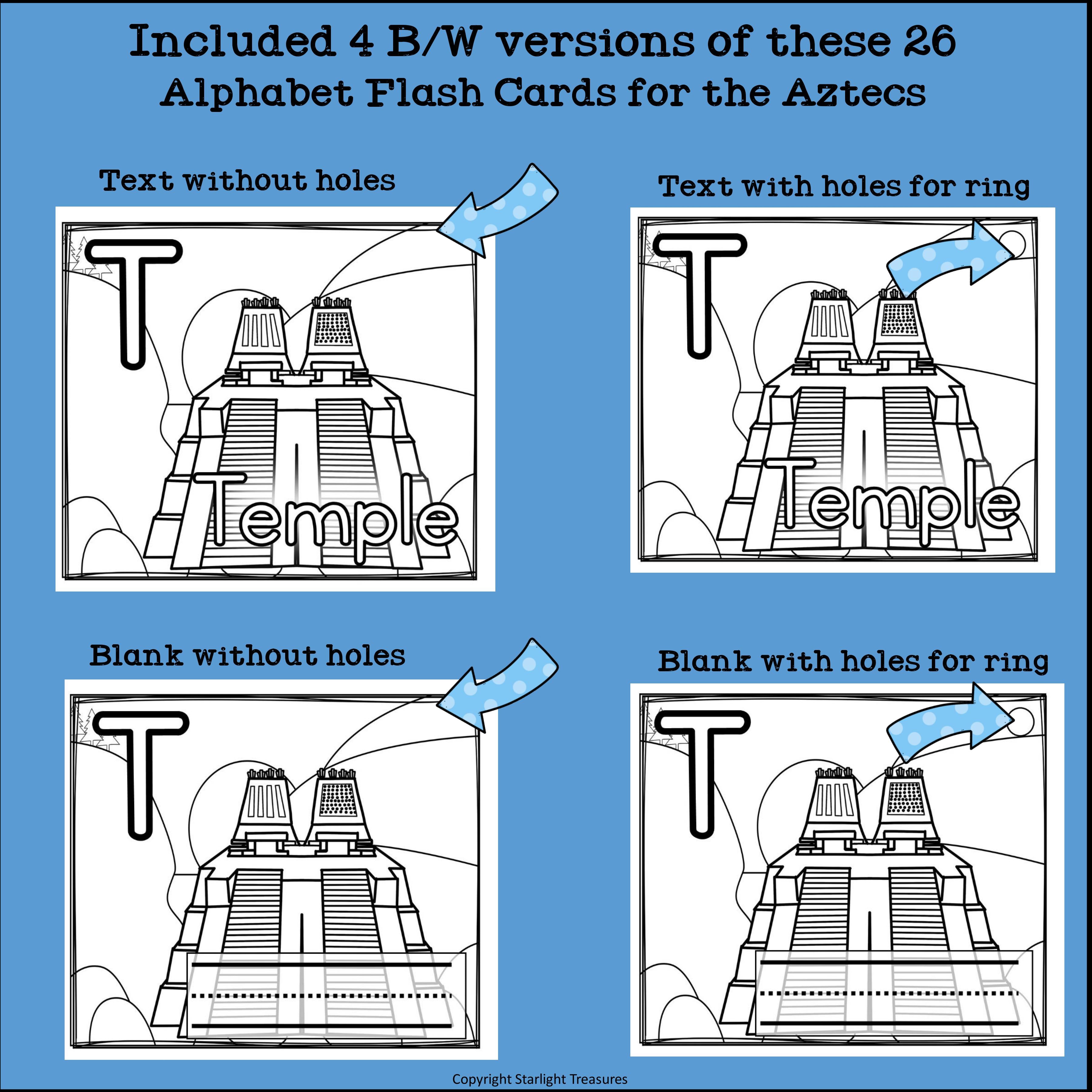 Alphabet Flash Cards for Early Readers - Aztecs