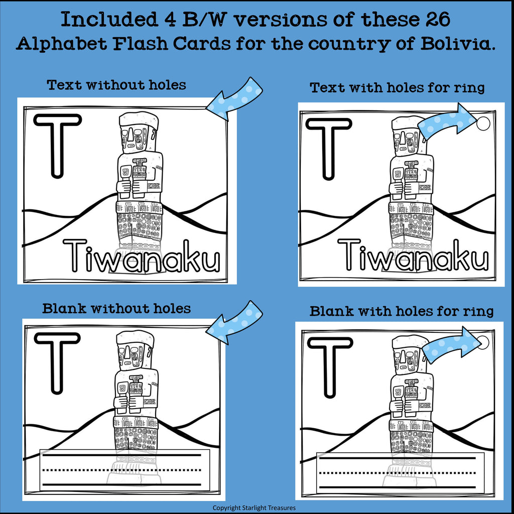 Alphabet Flash Cards for Early Readers - Country of Bolivia