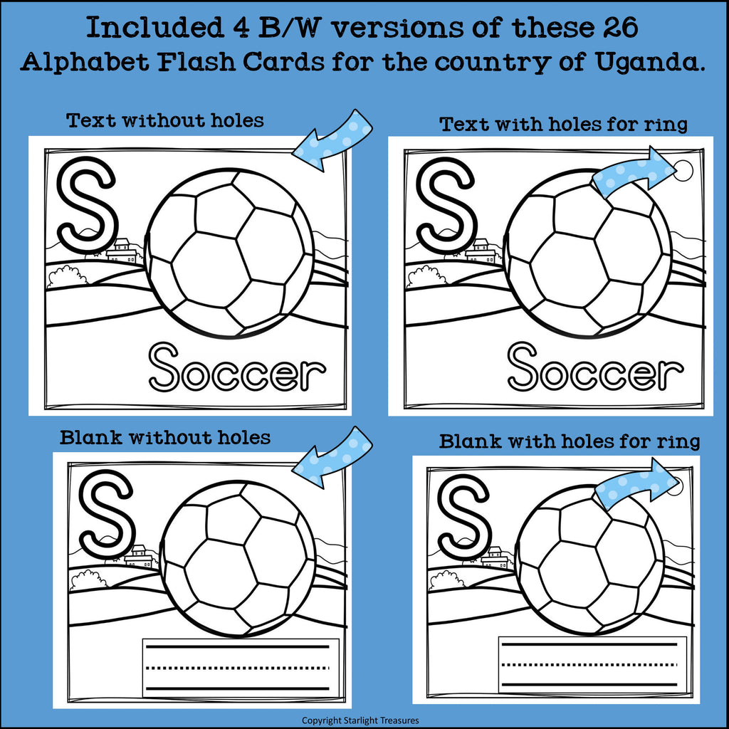 Alphabet Flash Cards for Early Readers - Country of Uganda