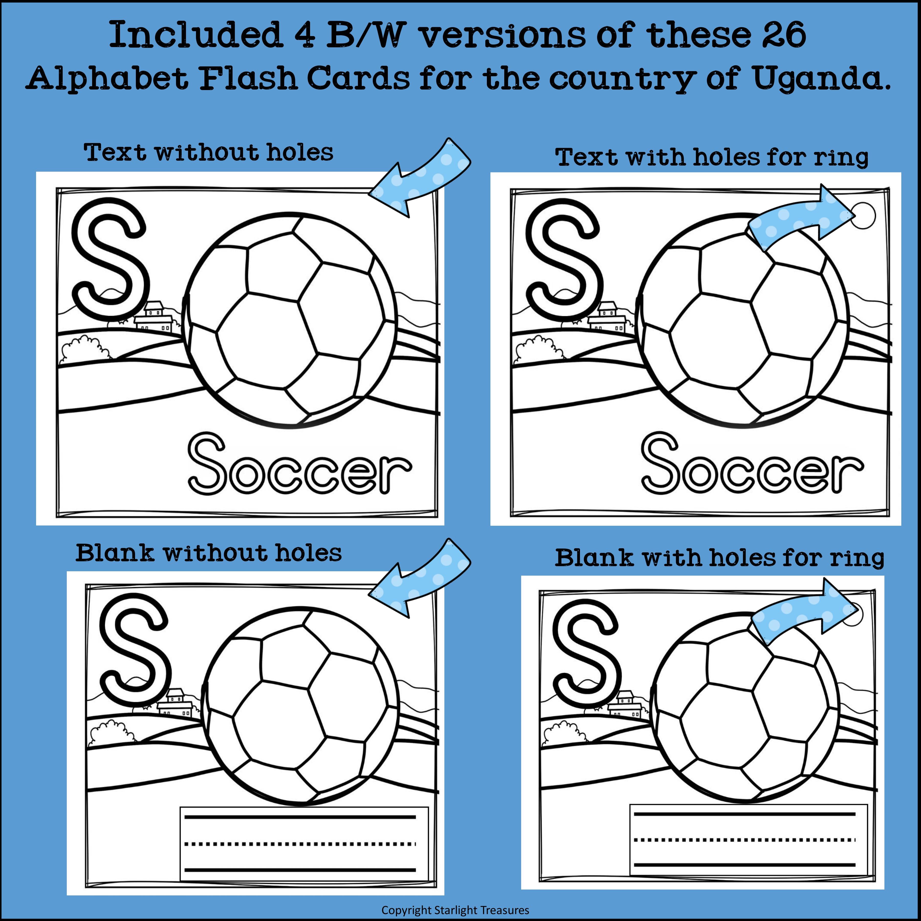 Alphabet Flash Cards for Early Readers - Country of Uganda