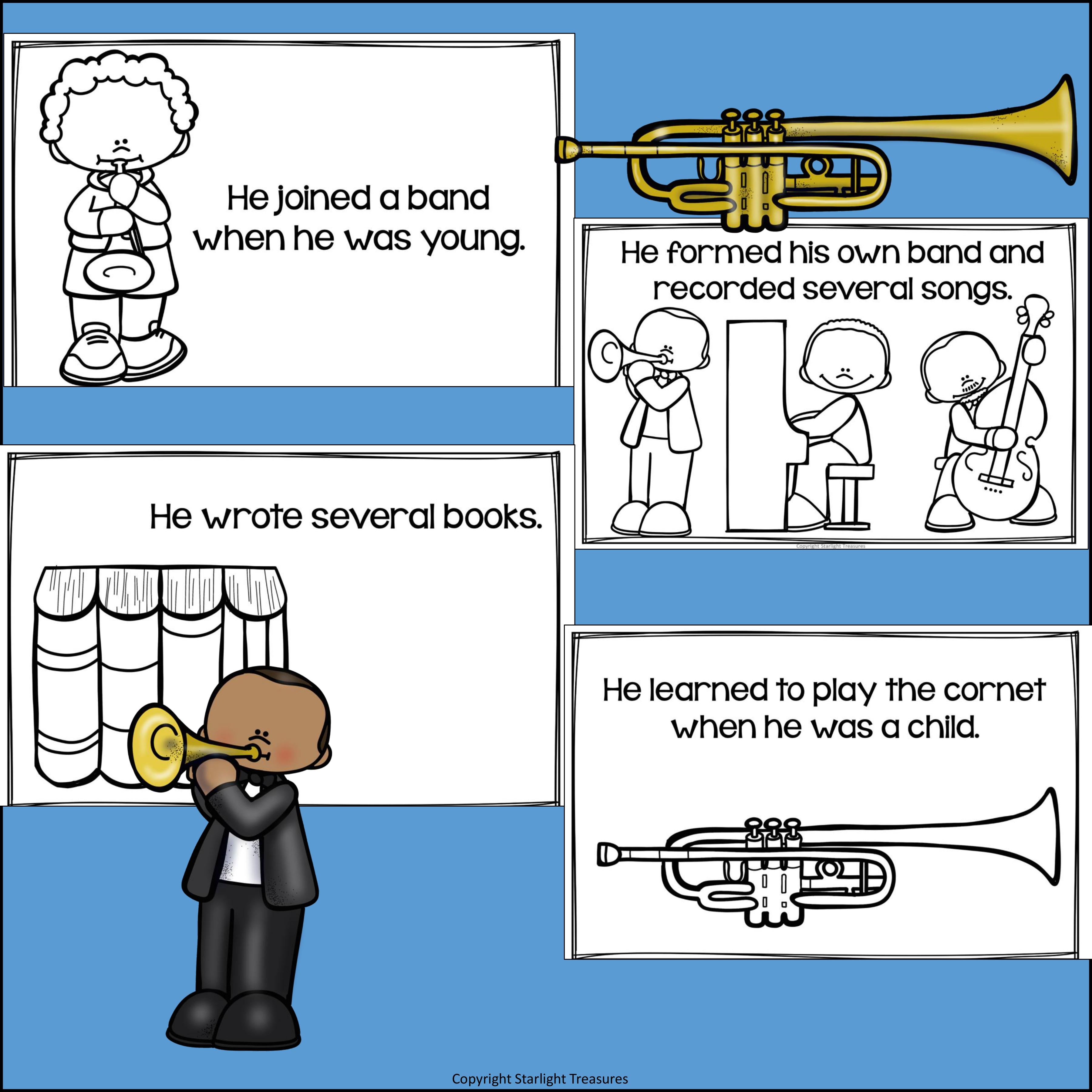 Louis Armstrong Mini Book for Early Readers: Black History Month