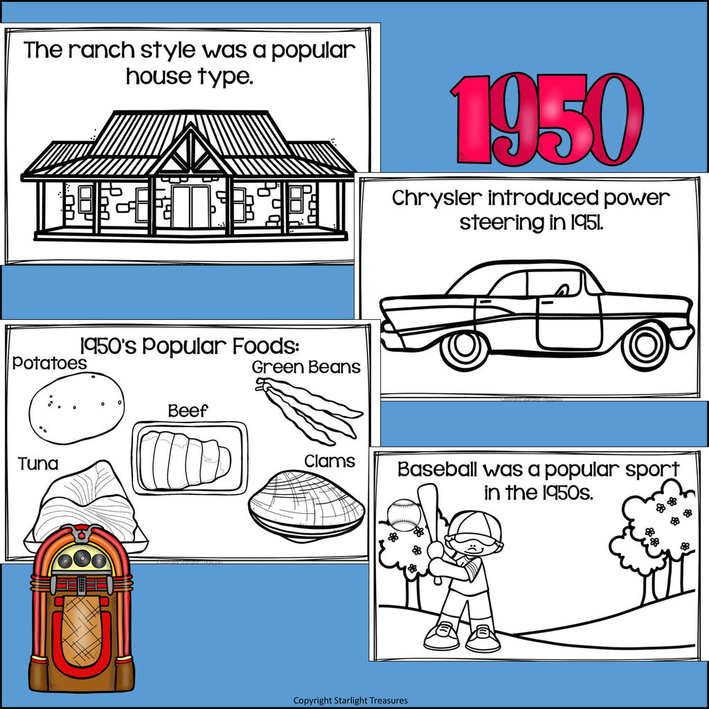 Life in the 1950s Mini Book for Early Readers