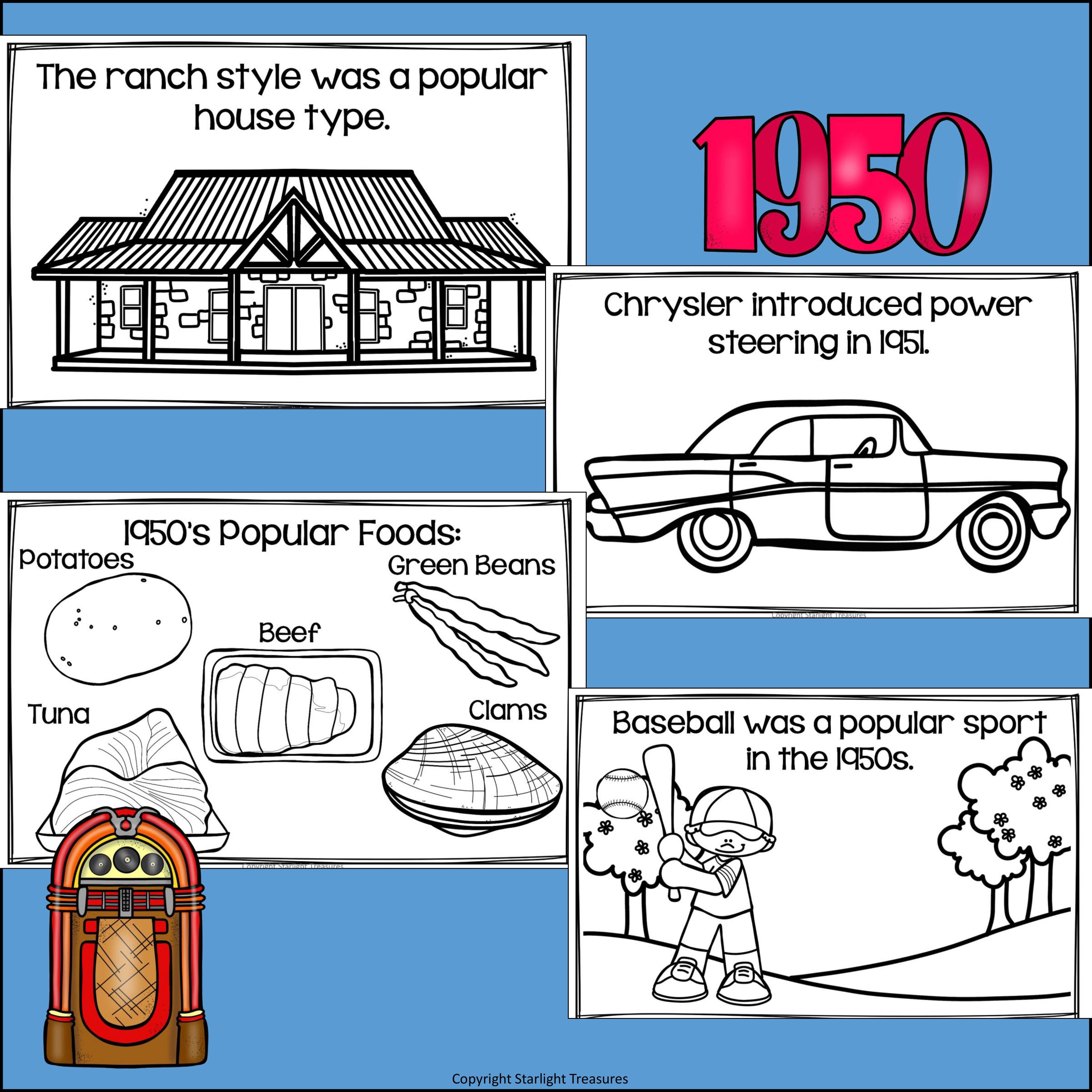 Life in the 1950s Mini Book for Early Readers