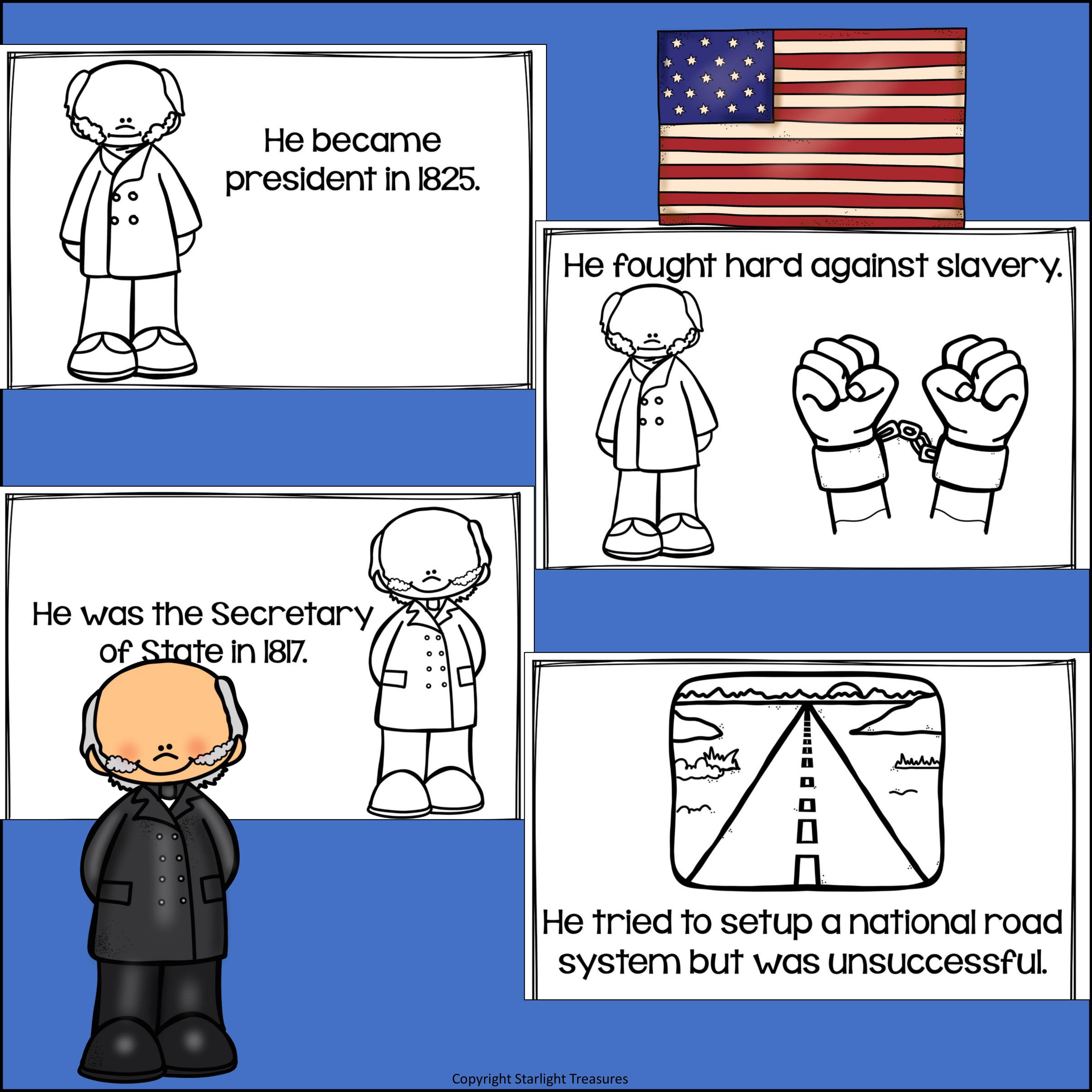 John Quincy Adams Mini Book for Early Readers: Presidents' Day