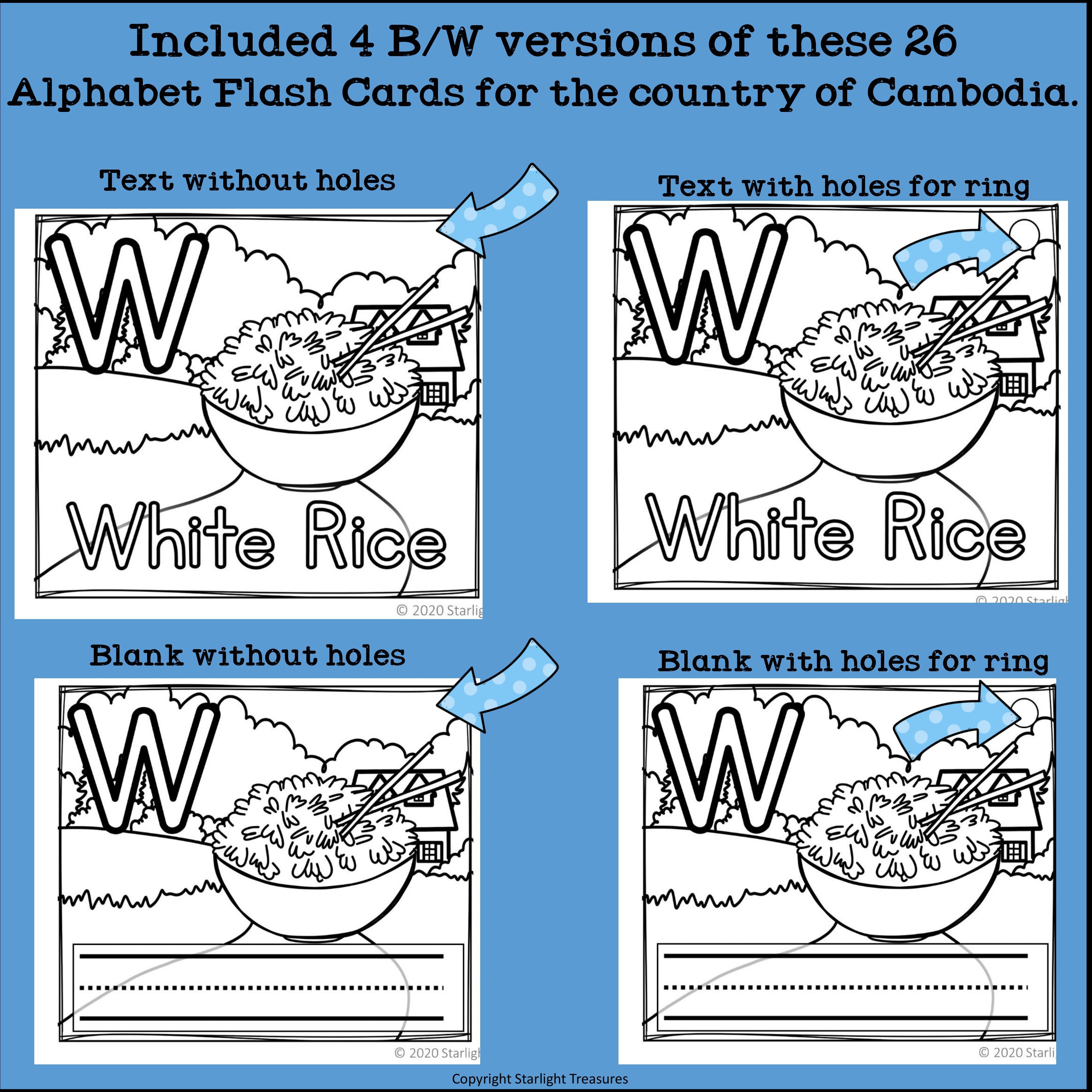 Alphabet Flash Cards for Early Readers - Country of Cambodia