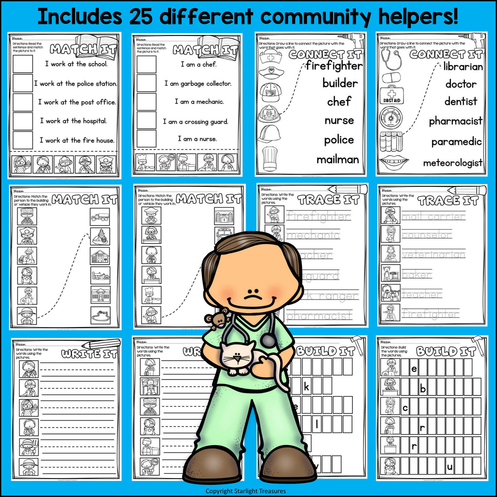 Careers and Community Helpers Worksheets for Early Learners