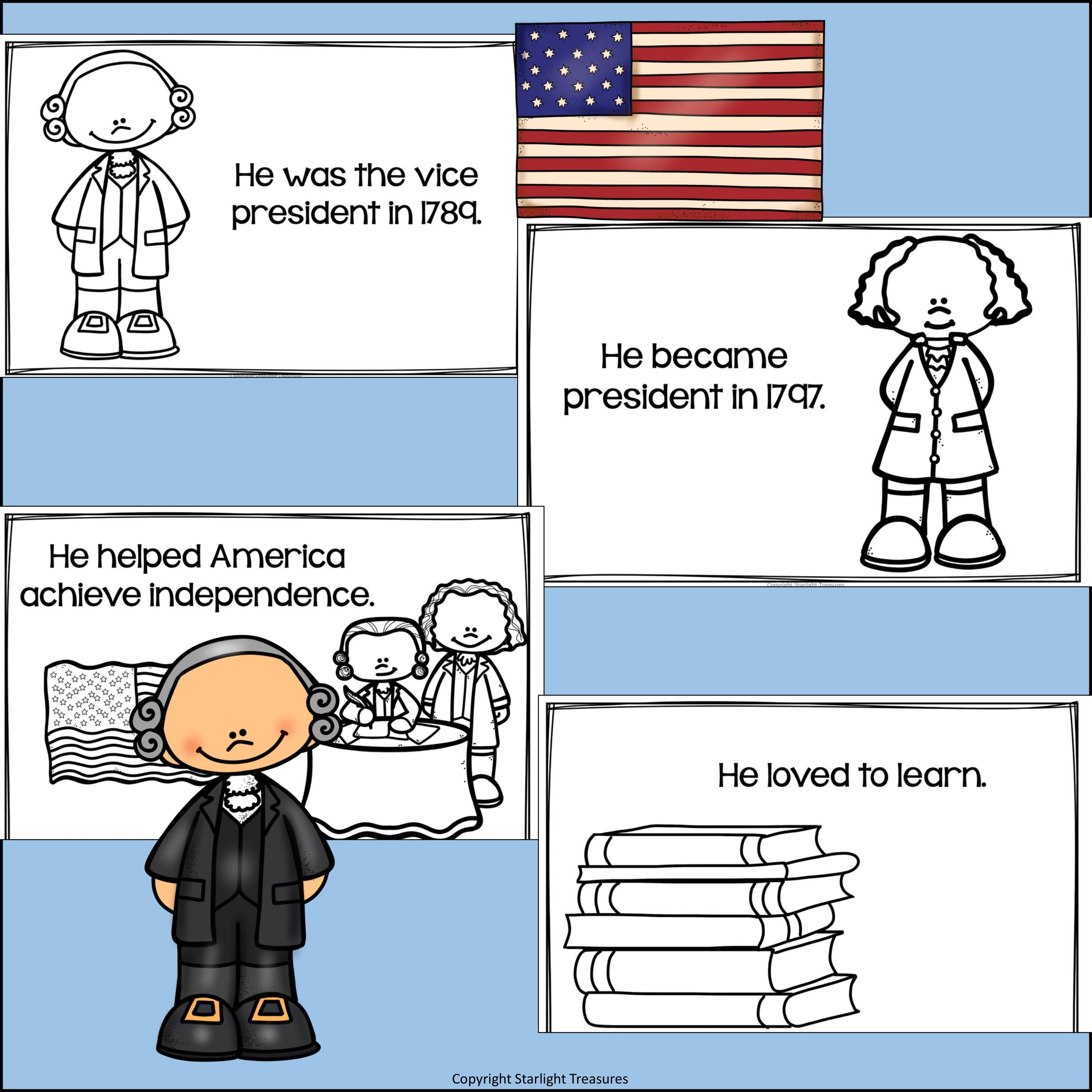 John Adams Mini Book for Early Readers: Presidents' Day