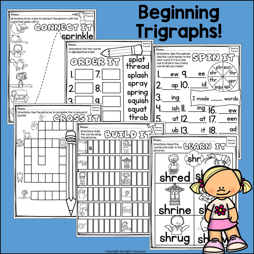 Beginning Trigraphs Worksheets and Activities for Early Readers