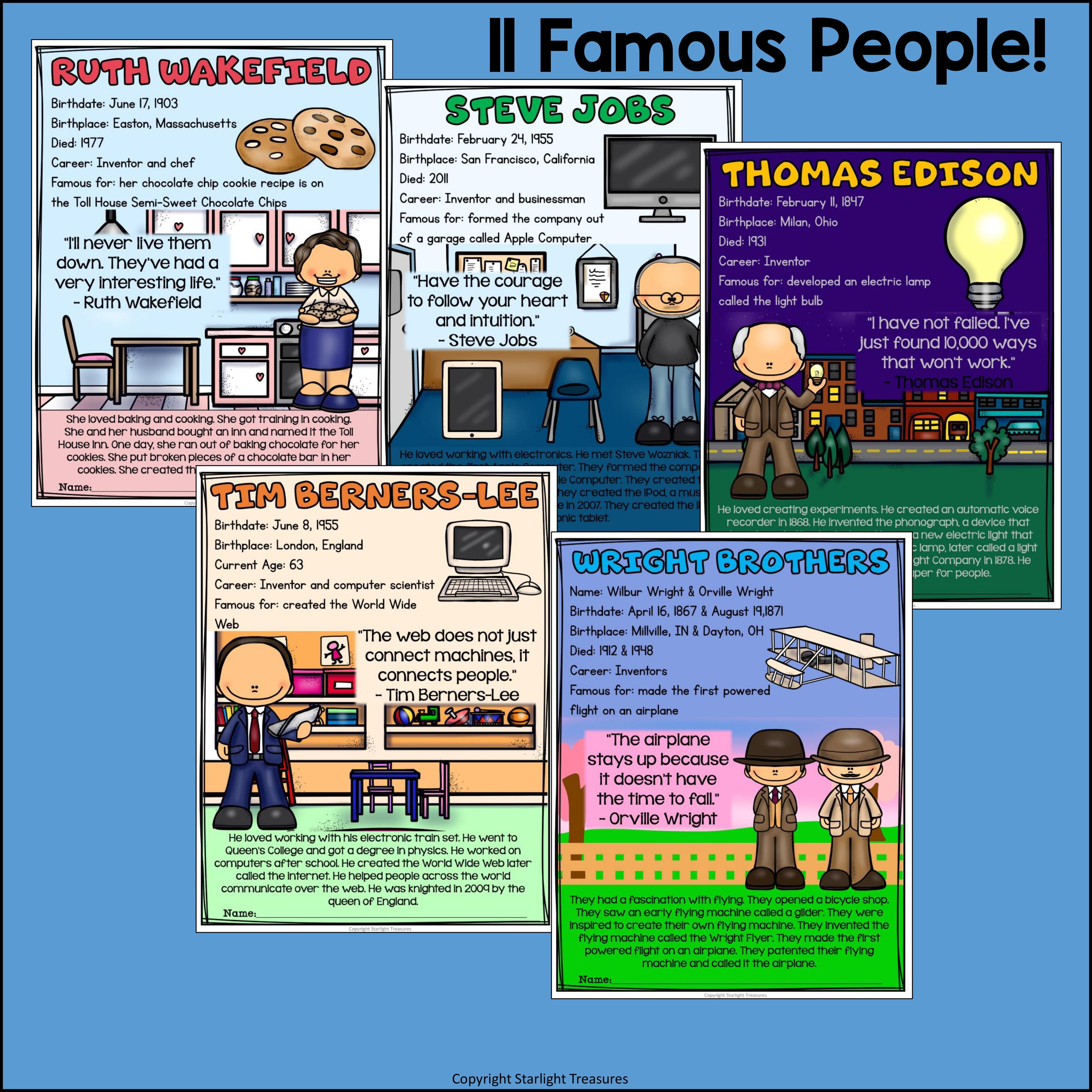 Inventors Fact Sheets for Early Readers