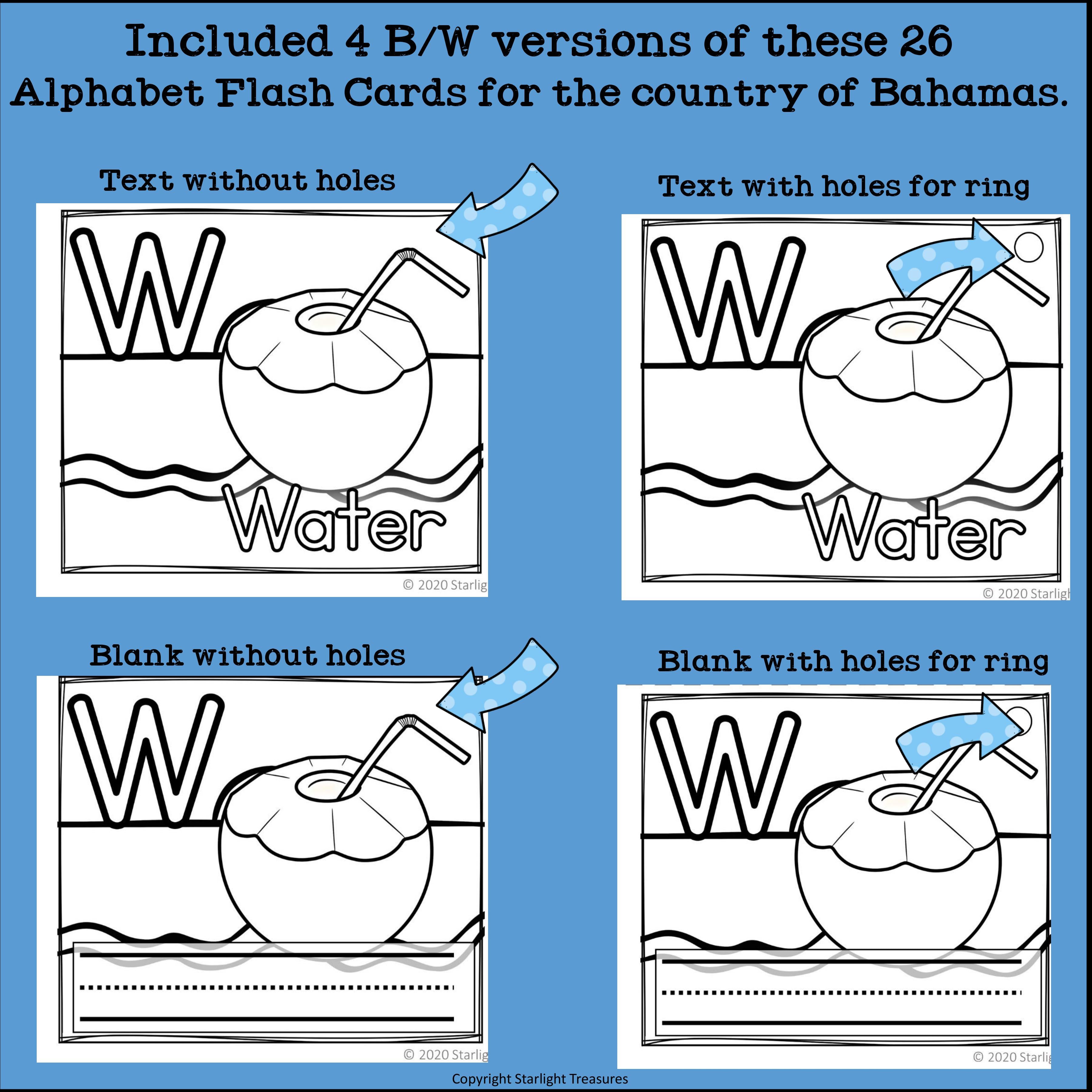 Alphabet Flash Cards for Early Readers - Country of Bahamas