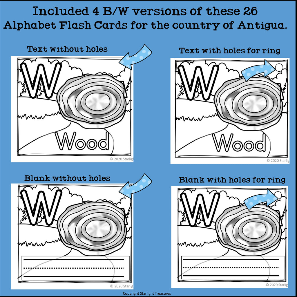 Alphabet Flash Cards for Early Readers - Country of Antigua and Barbuda