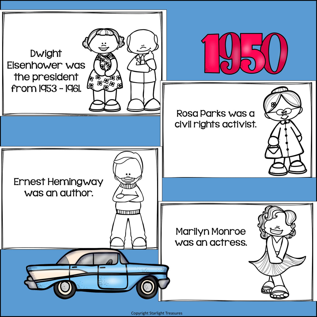 Life in the 1950s Mini Book for Early Readers
