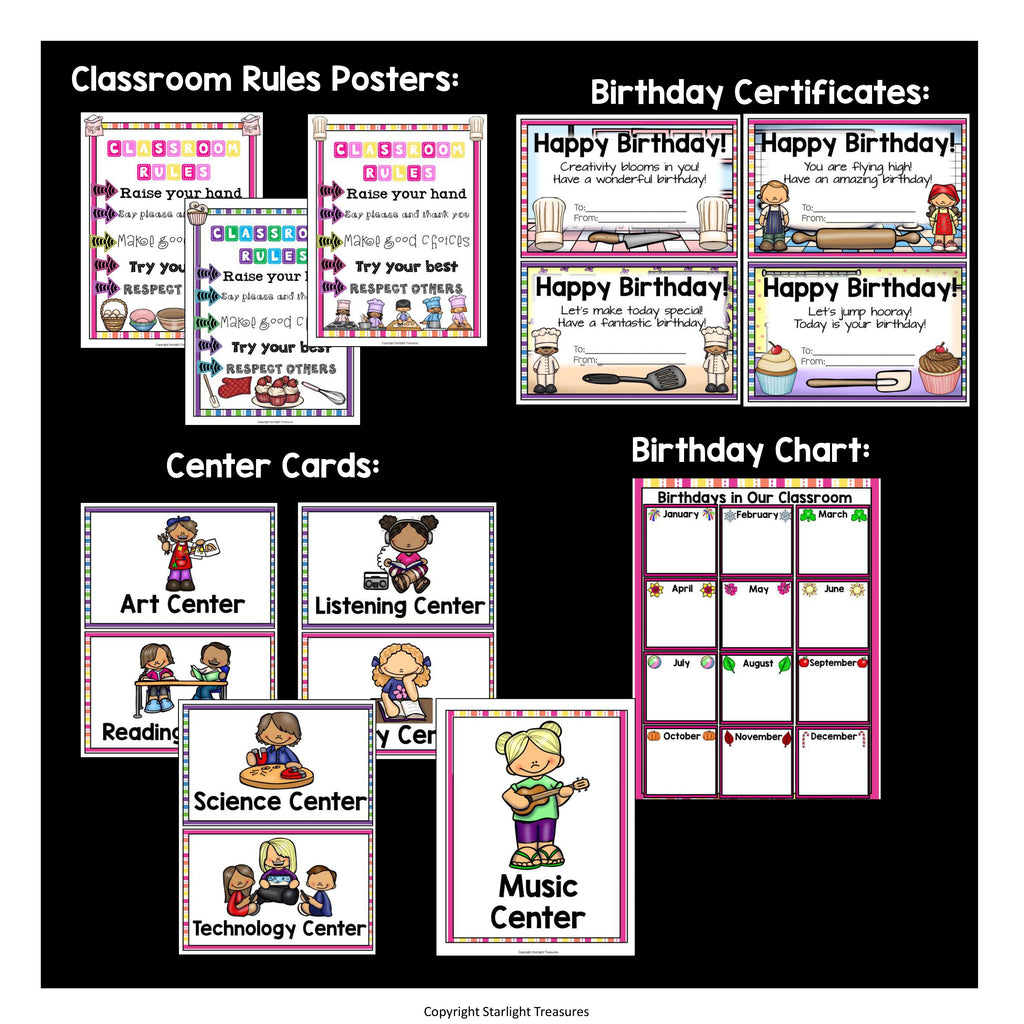 Classroom Decor Pack - Cooking/Baking Theme
