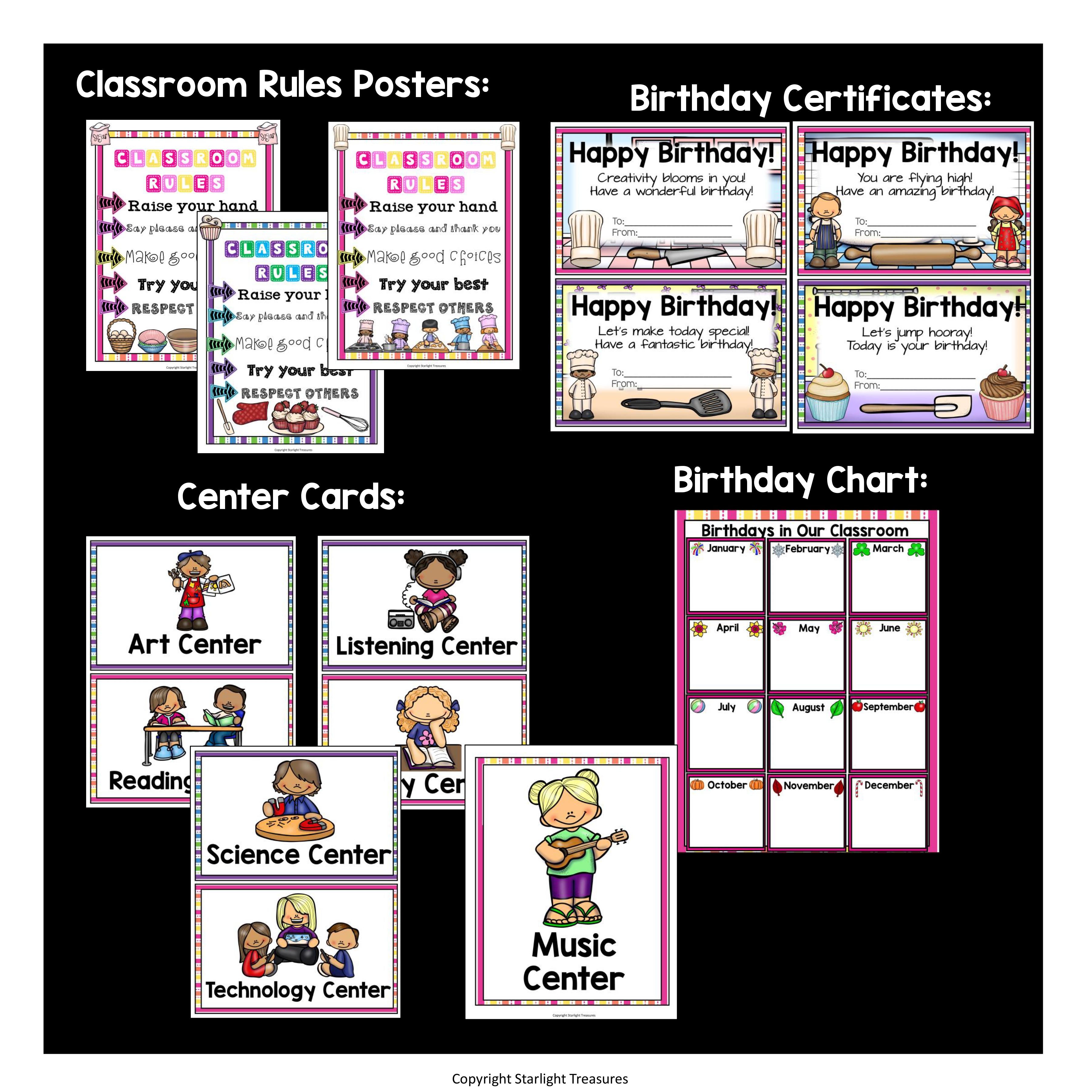 Classroom Decor Pack - Cooking/Baking Theme