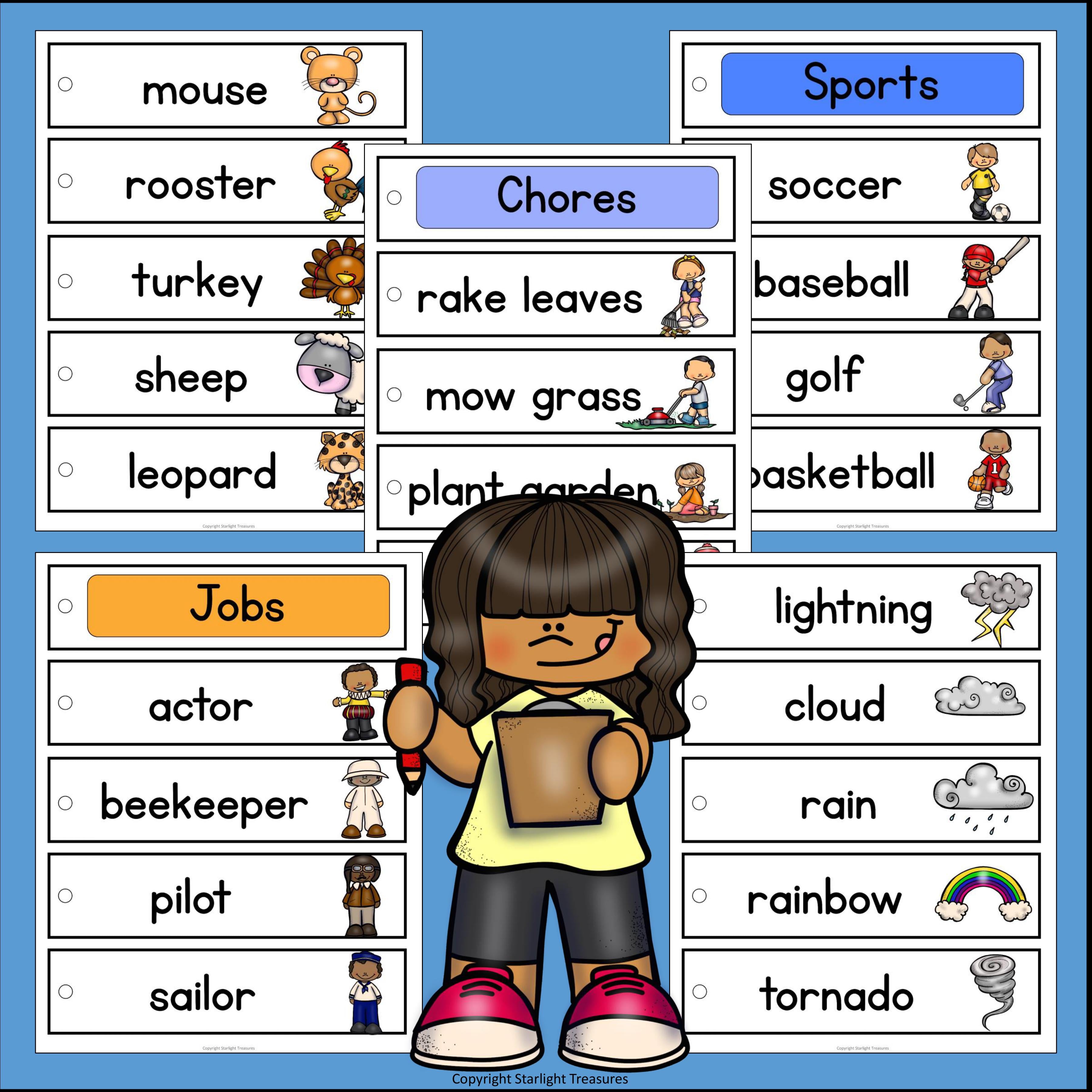 Over 1,000 English Words Mobile Word Walls 