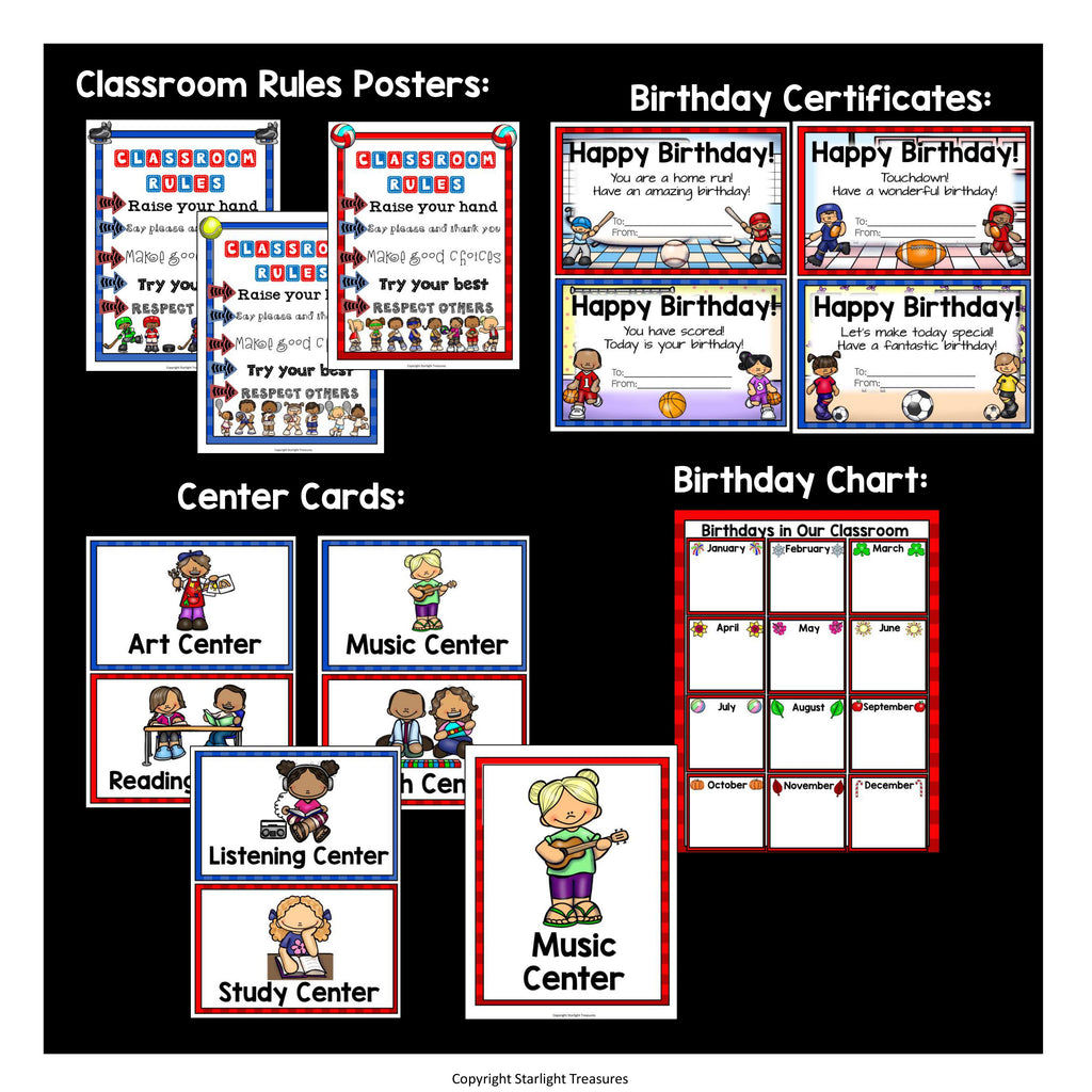 Classroom Decor Pack - Sports Theme