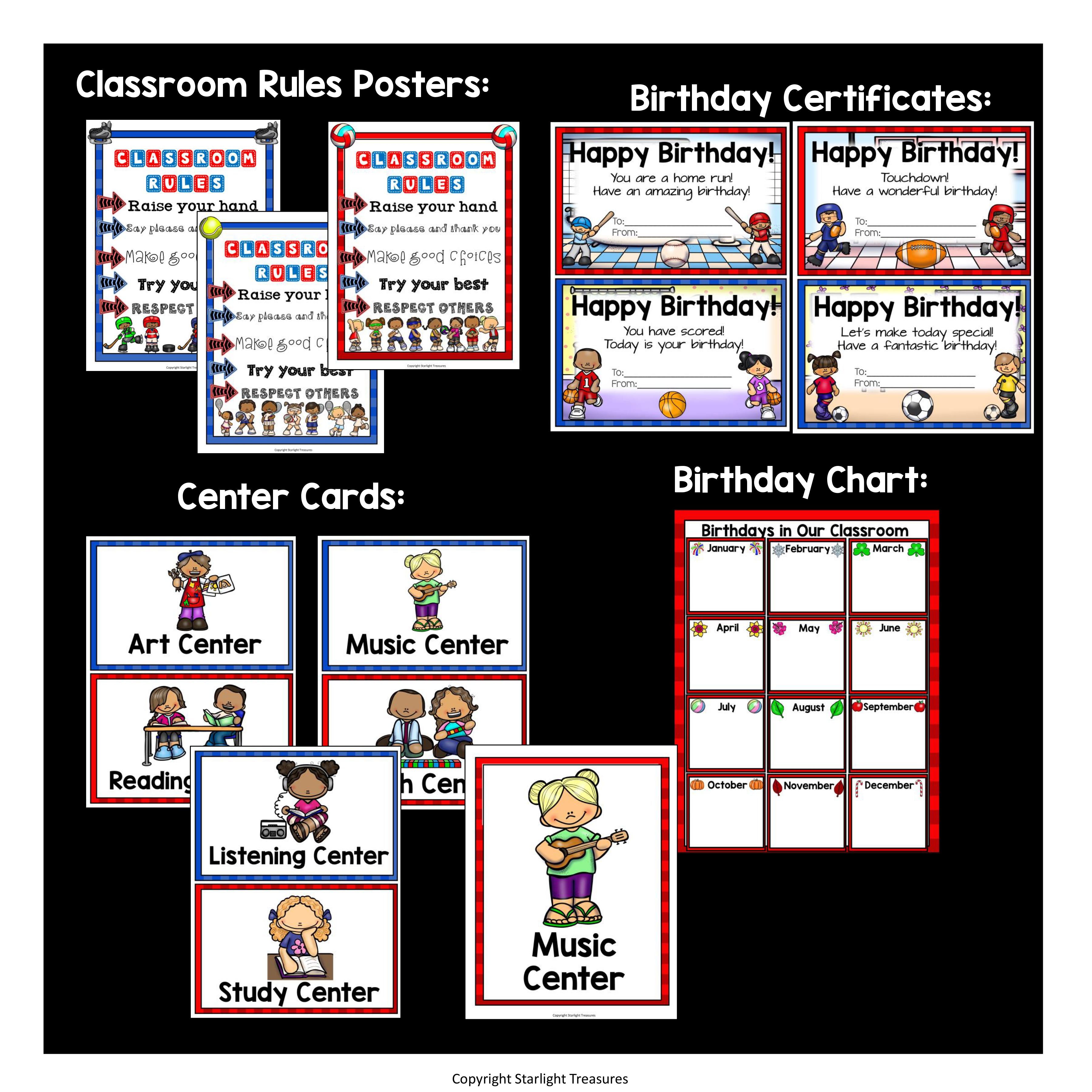 Classroom Decor Pack - Sports Theme