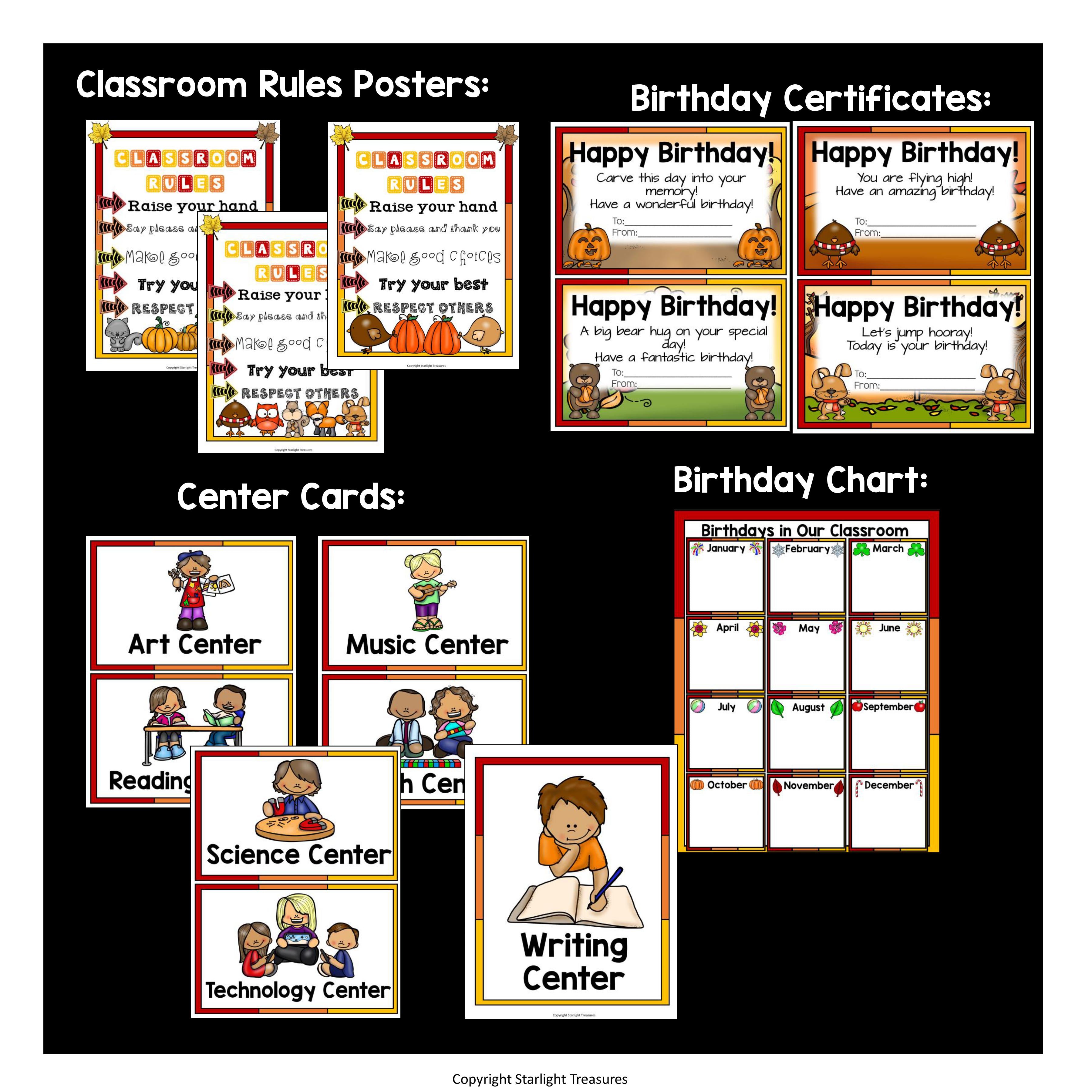 Classroom Decor Pack - Fall Theme
