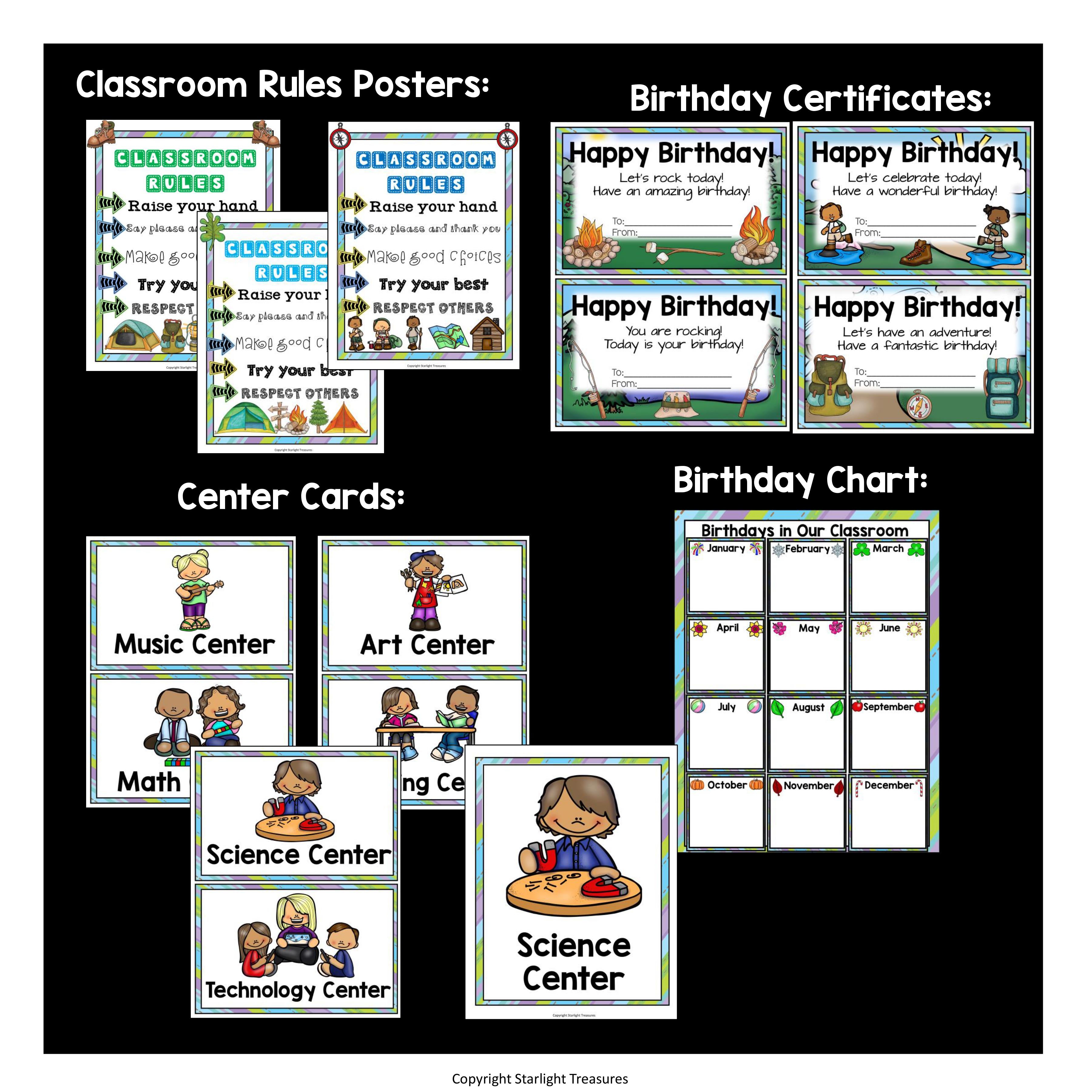 Classroom Decor Pack - Camping Theme