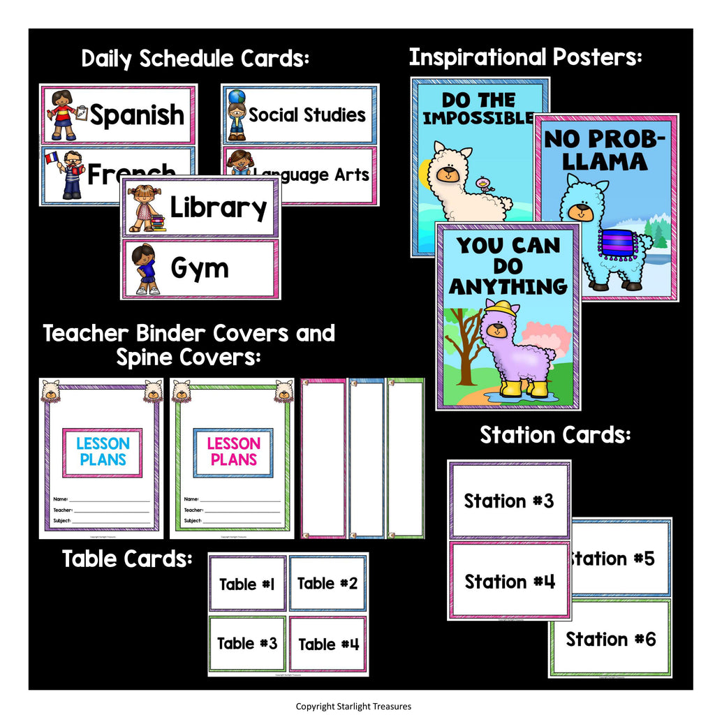 Classroom Decor Pack - Llama Theme